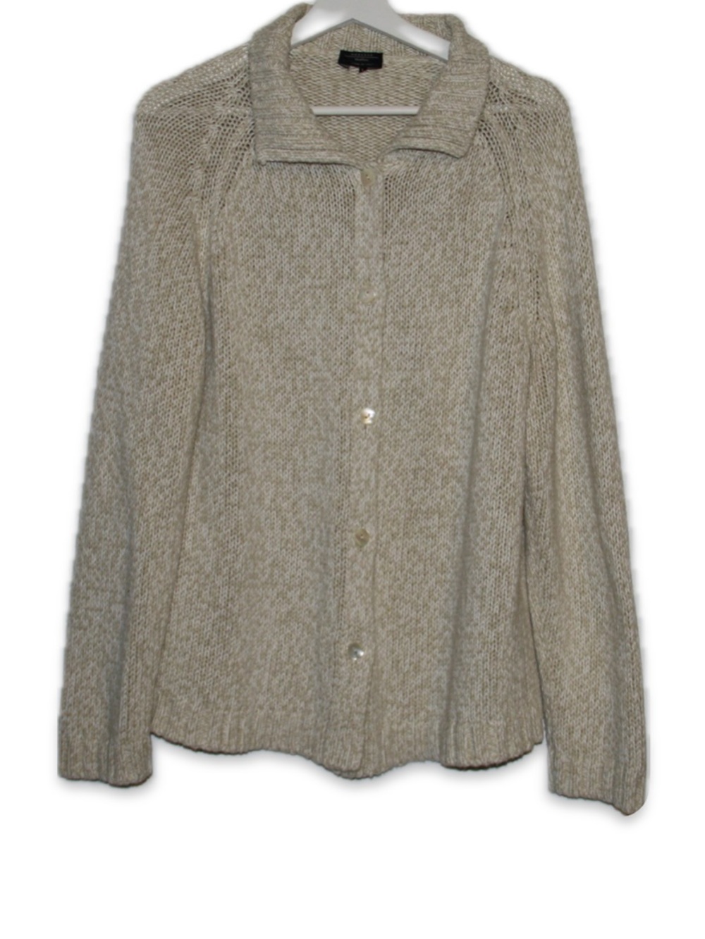 Max Mara Cream Knit Button-Front Sweater Size L